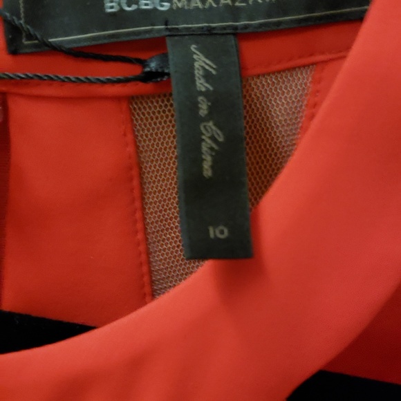 NWT BCBG MAXAZRIA Mesh-blocked Red Halter Dress - Picture 5 of 7